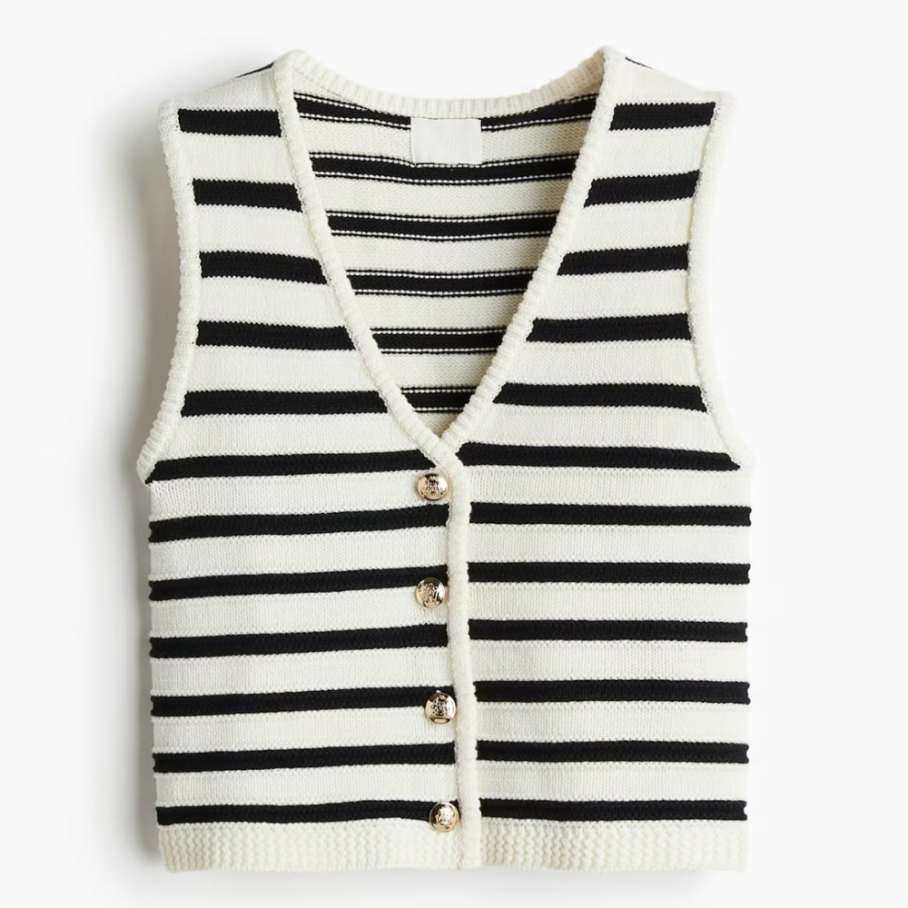Striped Black and White Knit Vest